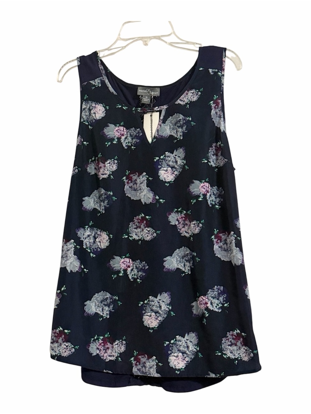 Market & Spruce NWT Navy Floral Sleeveless Keyhole Tank - M